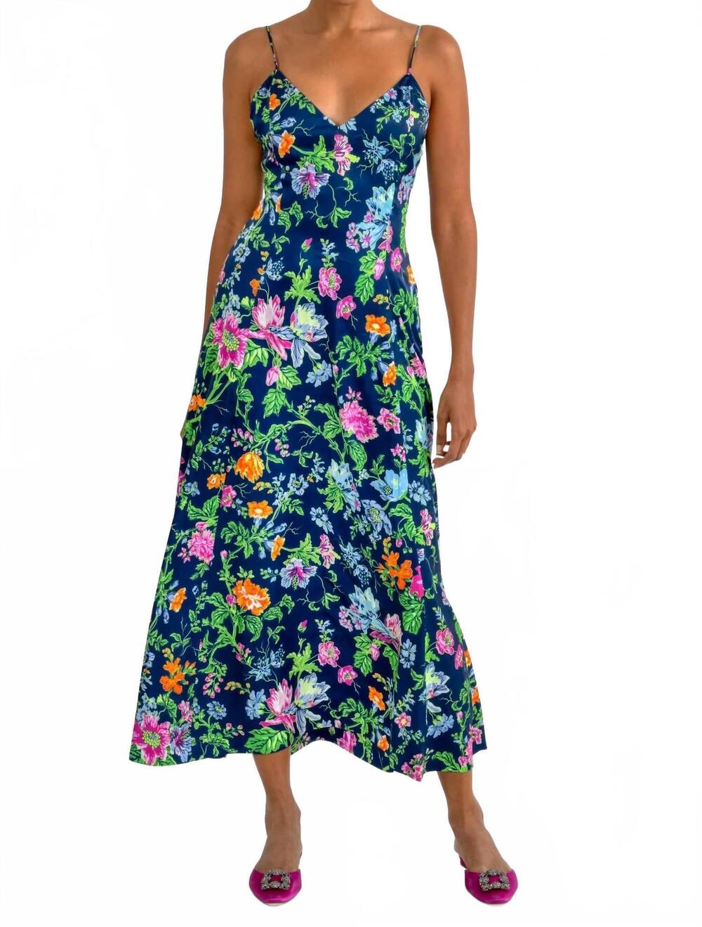 NEW GRETCHEN SCOTT sway and twirl maxi dress in navy - english garden